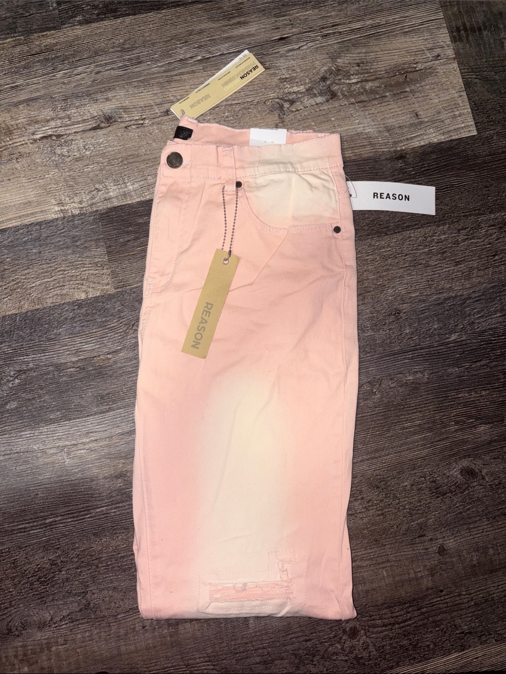 Reason Straight Fit Men’s Jeans in Faded Pink - Picture 2 of 4